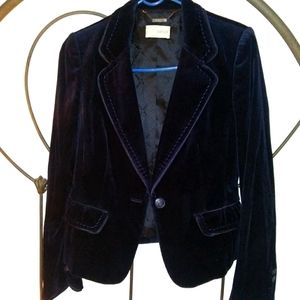 Deco Velvet Blazer Navy Blue